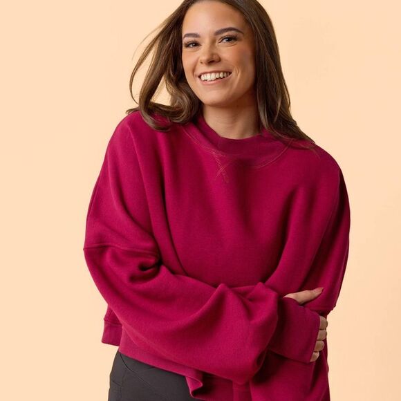Blogilates - Women's Marshmallow Mockneck Sweatshirt Burgundy - Picture 1 of 4